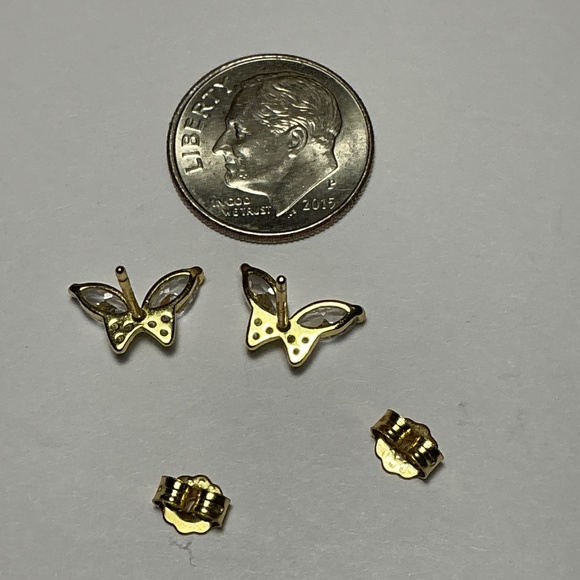 Sterling Silver Gold Tone Butterfly 🦋 Stud Earrings with - Picture 3 of 5